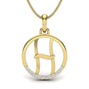 Solid 22K/18K/14K Fine Gold Certified Stamped Halo H CZ Design Pendant In 22 Carat,18 Carat and 14 Carat Fine Gold