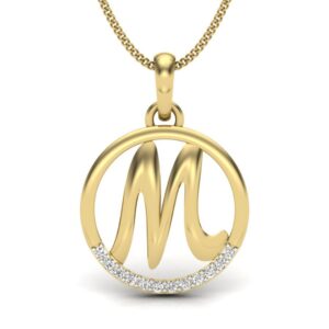 Solid 22K/18K/14K Fine Gold Certified Stamped Marvelous M CZ Design Pendant In 22 Carat,18 Carat and 14 Carat Fine Gold
