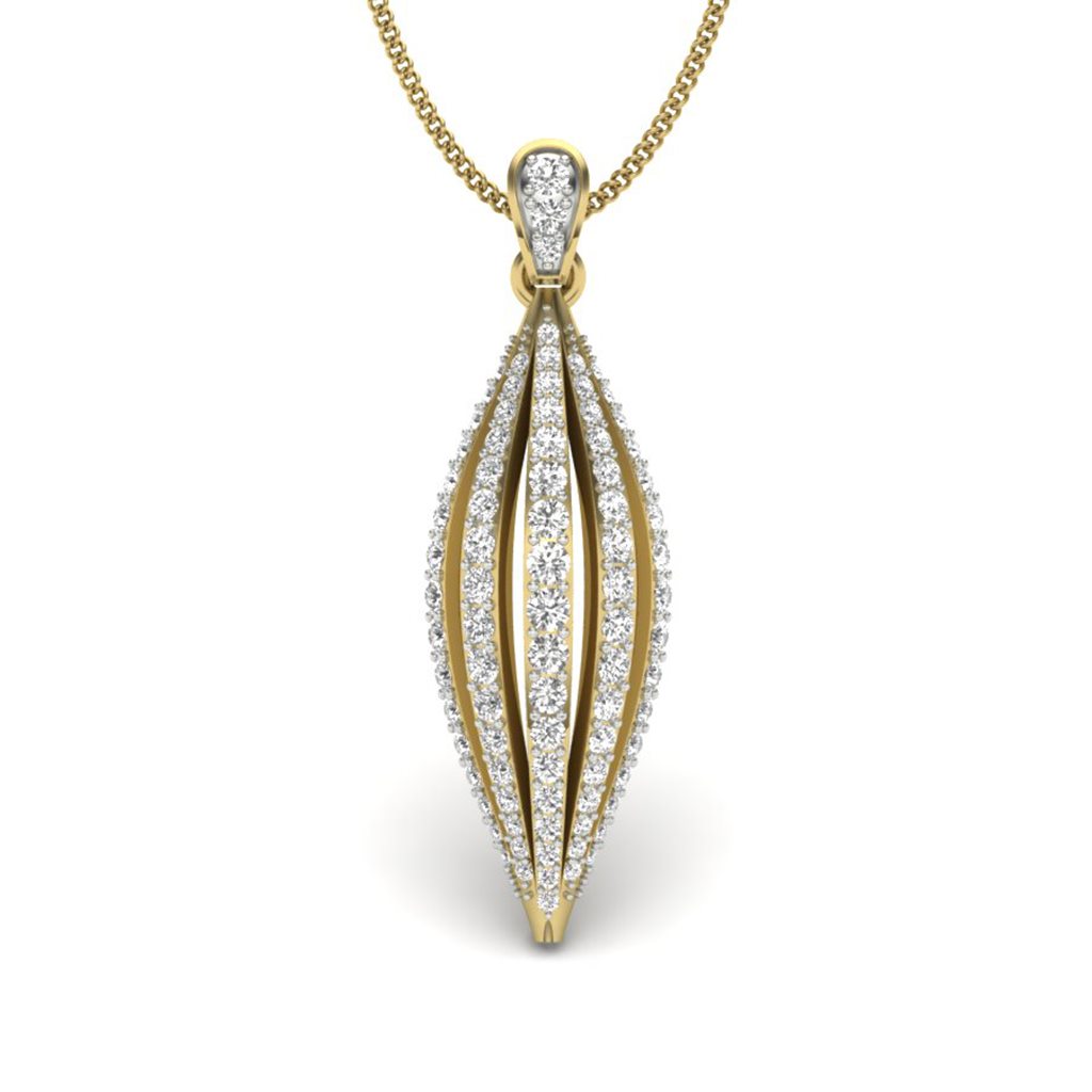 IGI Certified Natural Diamond Design Pendant 14K/18K Fine Yellow & White Gold