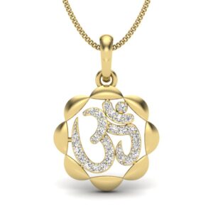 Solid 22K/18K/14K Fine Gold Certified Stamped Classy Om CZ Design Pendant In 22 Carat,18 Carat and 14 Carat Fine Gold
