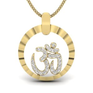 Solid 22K/18K/14K Fine Gold Certified Stamped Om CZ Design Pendant In 22 Carat,18 Carat and 14 Carat Fine Gold