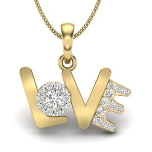 Solid 22K/18K/14K Fine Gold Certified Stamped Love CZ Design Pendant In 22 Carat,18 Carat and 14 Carat Fine Gold