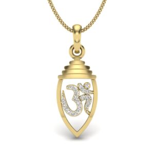 Solid 22K/18K/14K Fine Gold Certified Stamped Om CZ Design Pendant In 22 Carat,18 Carat and 14 Carat Fine Gold
