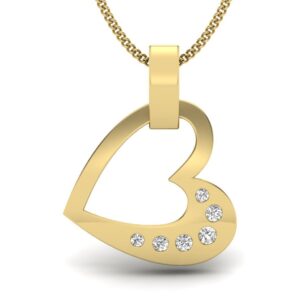 Solid 22K/18K/14K Fine Gold Certified Stamped Heart CZ Design Pendant In 22 Carat,18 Carat and 14 Carat Fine Gold