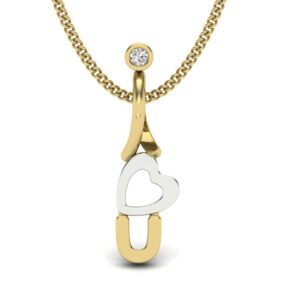 Solid 22K/18K/14K Fine Gold Certified Stamped I Love U CZ Design Pendant In 22 Carat,18 Carat and 14 Carat Fine Gold