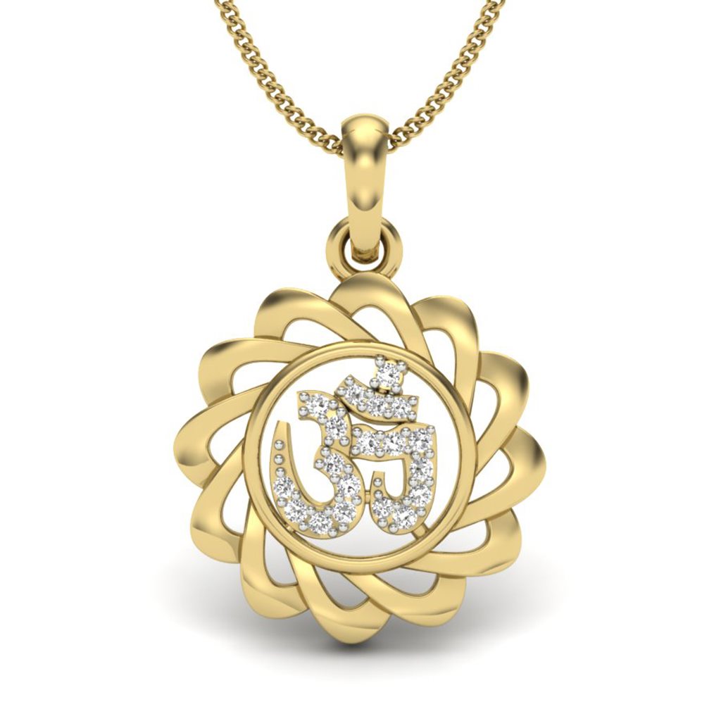 IGI Certified Natural Diamond Design Pendant 14K/18K Fine Yellow Gold