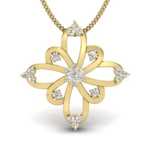 Solid 22K/18K/14K Fine Gold Certified Stamped Flower CZ Design Pendant In 22 Carat,18 Carat and 14 Carat Fine Gold