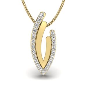 Solid 22K/18K/14K Fine Gold Certified Stamped Abstract CZ Design Pendant In 22 Carat,18 Carat and 14 Carat Fine Gold