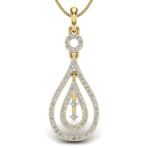 Solid 22K/18K/14K Fine Gold Certified Stamped Abstract CZ Design Pendant In 22 Carat,18 Carat and 14 Carat Fine Gold