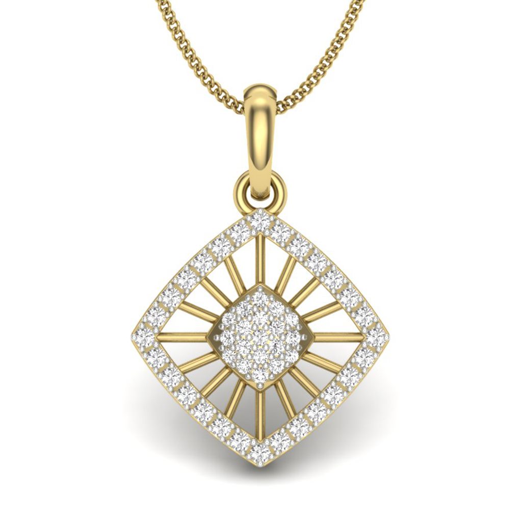 IGI Certified Natural Diamond Design Pendant 14K/18K Fine Yellow & White Gold