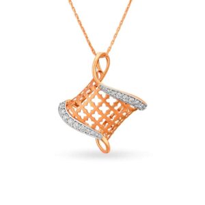 IGI Certified Natural Diamond Design Pendant 14K/18K Fine Rose Gold