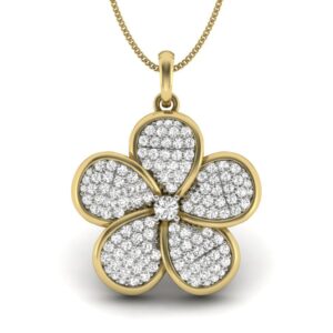 Solid 22K/18K/14K Fine Gold Certified Stamped Flower CZ Design Pendant In 22 Carat,18 Carat and 14 Carat Fine Gold