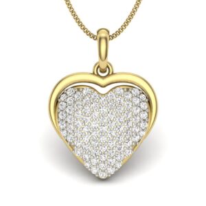 Solid 22K/18K/14K Fine Gold Certified Stamped Heart CZ Design Pendant In 22 Carat,18 Carat and 14 Carat Fine Gold
