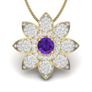 Solid 22K/18K/14K Fine Gold Certified Stamped Flower CZ Design Pendant In 22 Carat,18 Carat and 14 Carat Fine Gold