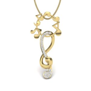 Solid 22K/18K/14K Fine Gold Certified Stamped Musical CZ Design Pendant In 22 Carat,18 Carat and 14 Carat Fine Gold