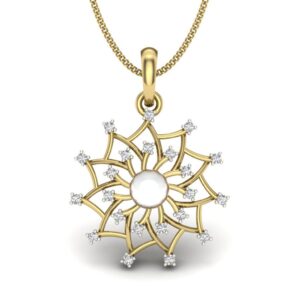 Solid 22K/18K/14K Fine Gold Certified Stamped Flower CZ Design Pendant In 22 Carat,18 Carat and 14 Carat Fine Gold