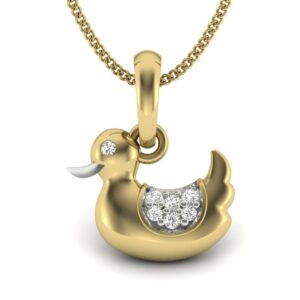 Solid 22K/18K/14K Fine Gold Certified Stamped Duck CZ Design Pendant In 22 Carat,18 Carat and 14 Carat Fine Gold