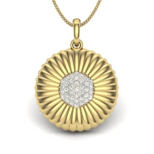 Solid 22K/18K/14K Fine Gold Certified Stamped Spiral  CZ Design Pendant In 22 Carat,18 Carat and 14 Carat Fine Gold