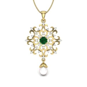 Solid 22K/18K/14K Fine Gold Certified Stamped Abstract CZ Design Pendant In 22 Carat,18 Carat and 14 Carat Fine Gold