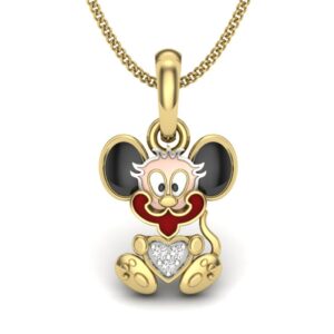 Solid 22K/18K/14K Fine Gold Certified Stamped Mickey CZ Design Pendant In 22 Carat,18 Carat and 14 Carat Fine Gold