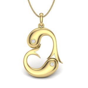 Solid 22K/18K/14K Fine Gold Certified Stamped Swan CZ Design Pendant In 22 Carat,18 Carat and 14 Carat Fine Gold