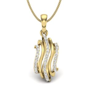 Solid 22K/18K/14K Fine Gold Certified Stamped Abstract CZ Design Pendant In 22 Carat,18 Carat and 14 Carat Fine Gold