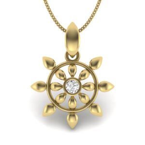 Solid 22K/18K/14K Fine Gold Certified Stamped Wheel CZ Design Pendant In 22 Carat,18 Carat and 14 Carat Fine Gold