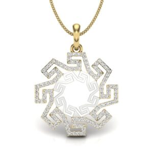 IGI Certified Natural Diamond Design Pendant 14K/18K Fine Yellow & White Gold