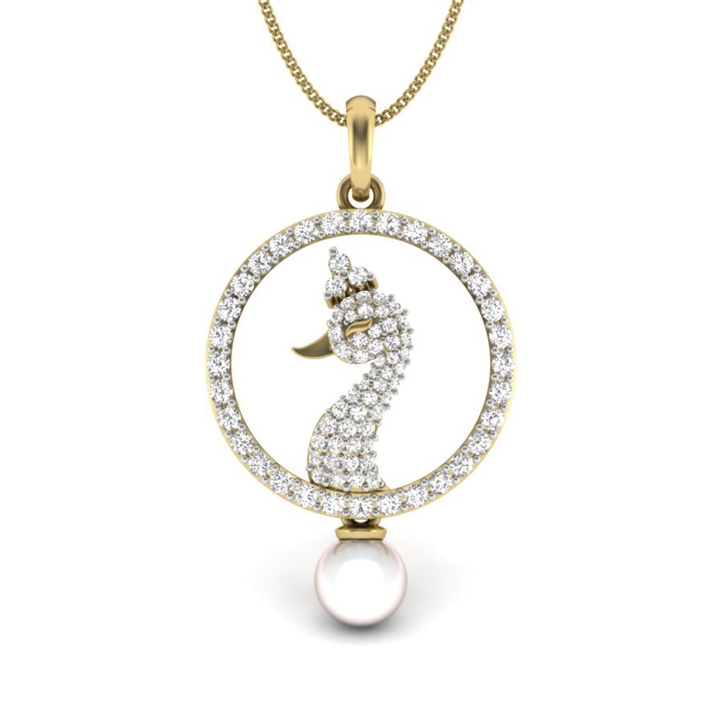 IGI Certified Natural Diamond Design Pendant 14K/18K Fine Yellow & White Gold
