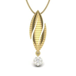 Solid 22K/18K/14K Fine Gold Certified Stamped Leaf CZ Design Pendant In 22 Carat,18 Carat and 14 Carat Fine Gold