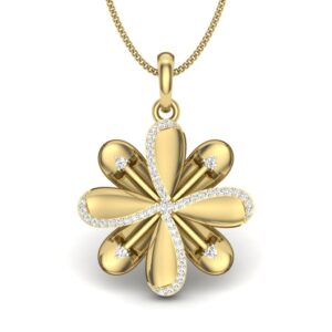Solid 22K/18K/14K Fine Gold Certified Stamped Flower CZ Design Pendant In 22 Carat,18 Carat and 14 Carat Fine Gold