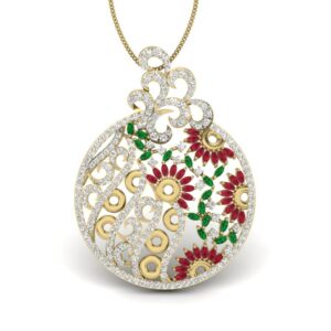 Solid 22K/18K/14K Fine Gold Certified Stamped Round CZ Design Pendant In 22 Carat,18 Carat and 14 Carat Fine Gold