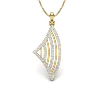 Solid 22K/18K/14K Fine Gold Certified Stamped Abstract CZ Design Pendant In 22 Carat,18 Carat and 14 Carat Fine Gold