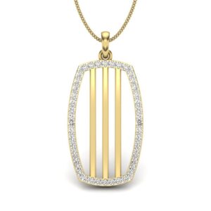 Solid 22K/18K/14K Fine Gold Certified Stamped Rectangle CZ Design Pendant In 22 Carat,18 Carat and 14 Carat Fine Gold