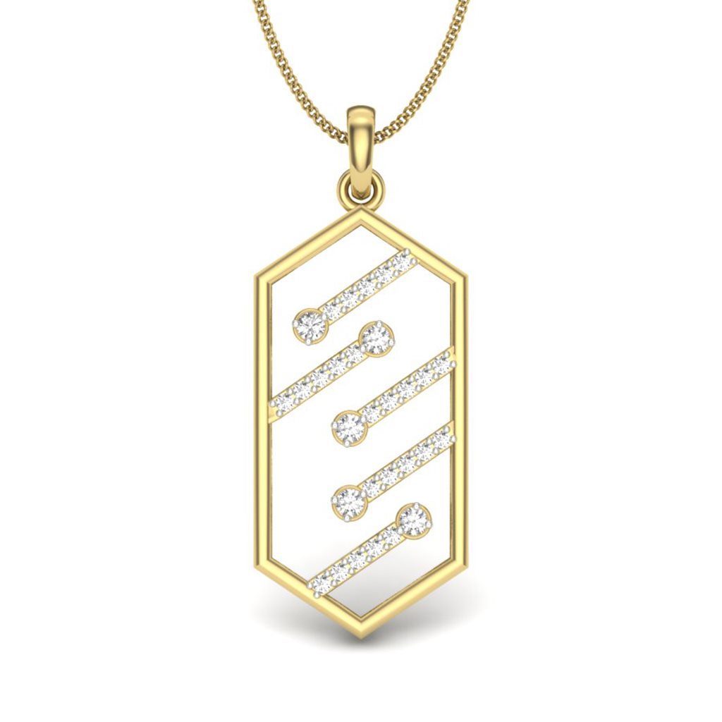 IGI Certified Natural Diamond Design Pendant 14K/18K Fine Yellow Gold