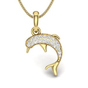 Solid 22K/18K/14K Fine Gold Certified Stamped Dolphin CZ Design Pendant In 22 Carat,18 Carat and 14 Carat Fine Gold