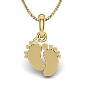 Solid 22K/18K/14K Fine Gold Certified Stamped Foot CZ Design Pendant In 22 Carat,18 Carat and 14 Carat Fine Gold