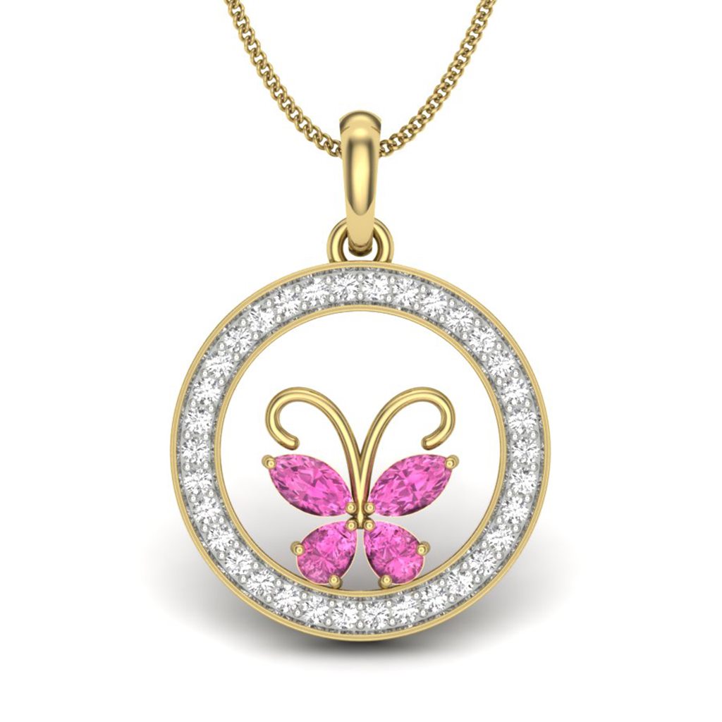 IGI Certified Natural Diamond Design Pendant 14K/18K Fine Yellow & White Gold