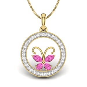 Solid 22K/18K/14K Fine Gold Certified Stamped Butterfly CZ Design Pendant In 22 Carat,18 Carat and 14 Carat Fine Gold