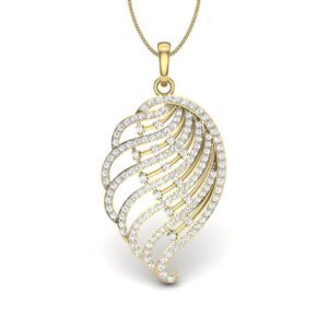 Solid 22K/18K/14K Fine Gold Certified Stamped Feather CZ Design Pendant In 22 Carat,18 Carat and 14 Carat Fine Gold