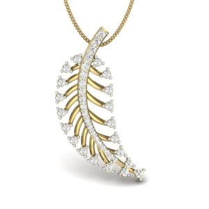 Solid 22K/18K/14K Fine Gold Certified Stamped Leaf CZ Design Pendant In 22 Carat,18 Carat and 14 Carat Fine Gold
