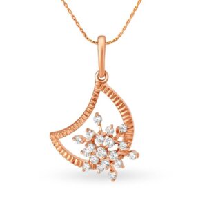 Solid 22K/18K/14K Fine Gold Certified Stamped Abstract CZ Design Pendant In 22 Carat,18 Carat and 14 Carat Fine Gold