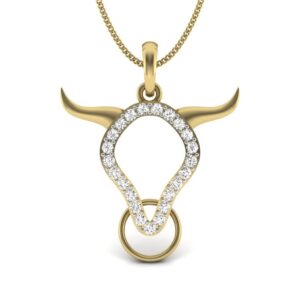 Solid 22K/18K/14K Fine Gold Certified Stamped Bull CZ Design Pendant In 22 Carat,18 Carat and 14 Carat Fine Gold