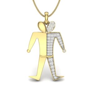 Solid 22K/18K/14K Fine Gold Certified Stamped Human CZ Design Pendant In 22 Carat,18 Carat and 14 Carat Fine Gold