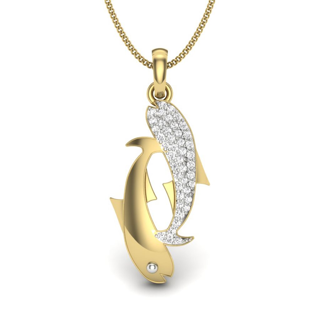 IGI Certified Natural Diamond Design Pendant 14K/18K Fine Yellow & white Gold