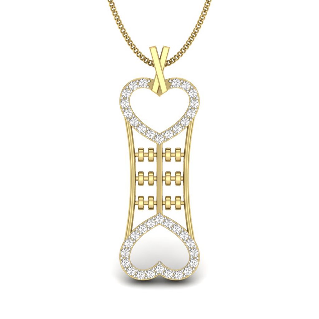 IGI Certified Natural Diamond Design Pendant 14K/18K Fine Yellow Gold