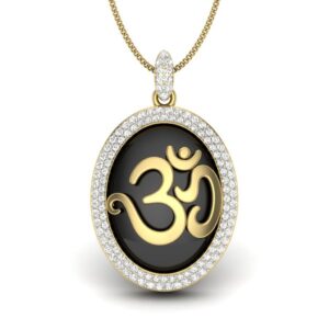 Solid 22K/18K/14K Fine Gold Certified Stamped Om CZ Design Pendant In 22 Carat,18 Carat and 14 Carat Fine Gold
