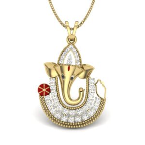 Solid 22K/18K/14K Fine Gold Certified Stamped Ganesh CZ Design Pendant In 22 Carat,18 Carat and 14 Carat Fine Gold