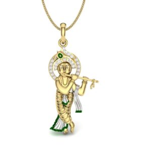 Solid 22K/18K/14K Fine Gold Certified Stamped Krishna CZ Design Pendant In 22 Carat,18 Carat and 14 Carat Fine Gold