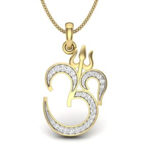 Solid 22K/18K/14K Fine Gold Certified Stamped Om CZ Design Pendant In 22 Carat,18 Carat and 14 Carat Fine Gold
